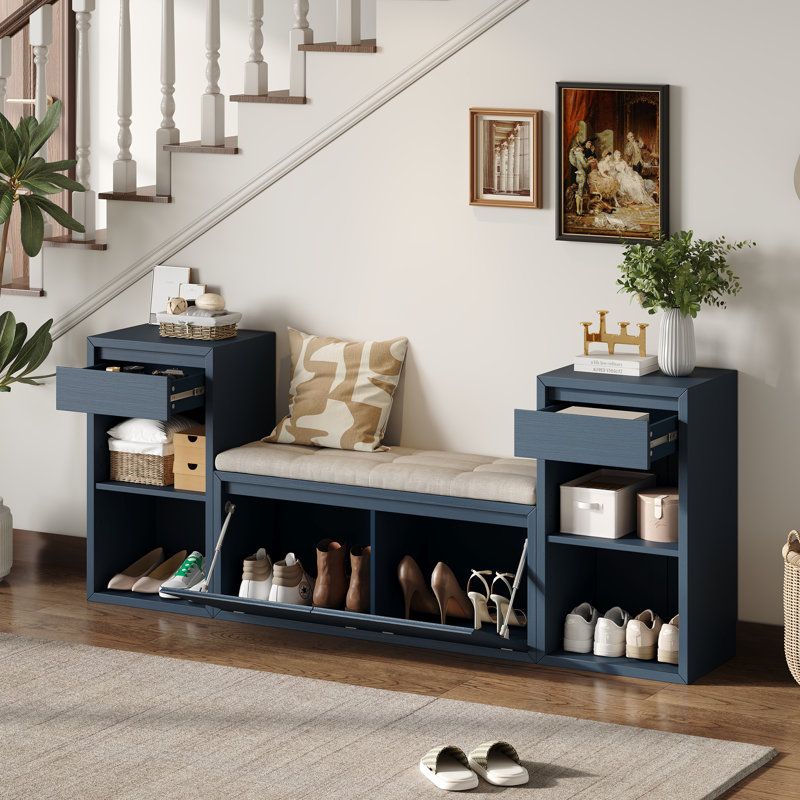 Banc en lin Linnox Farmhouse, Antique Navy