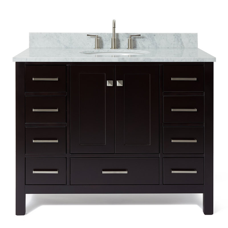 Flynt 43'' Single Bathroom Vanity with Carrara Marble Top, Espresso