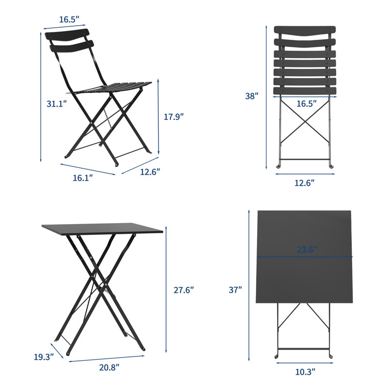 Patio Dining Set Table,, Black