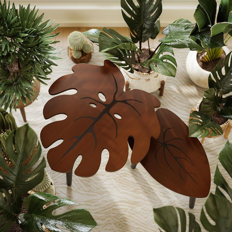 Ensemble de 2 tables gigognes Monstera Leaf
