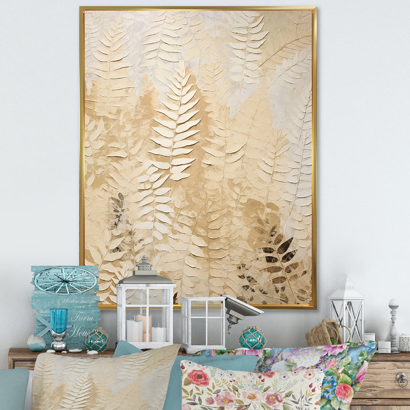Golden Ferns Silent Symphony V sur impression sur toile, Cadre flottant doré, H 20 po x l 12 po x P 1 po