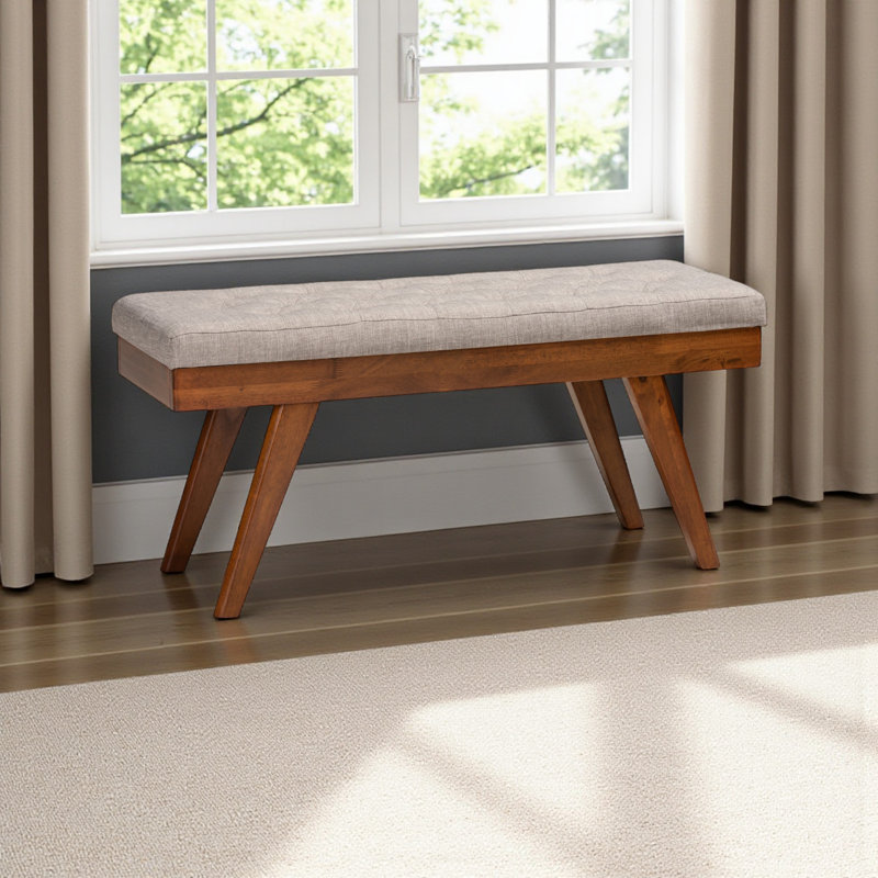 Banc de salle à manger rembourré en bois gris clair Ismail H 17,57 po x l 41,18 po x P 15,14 po Ismail