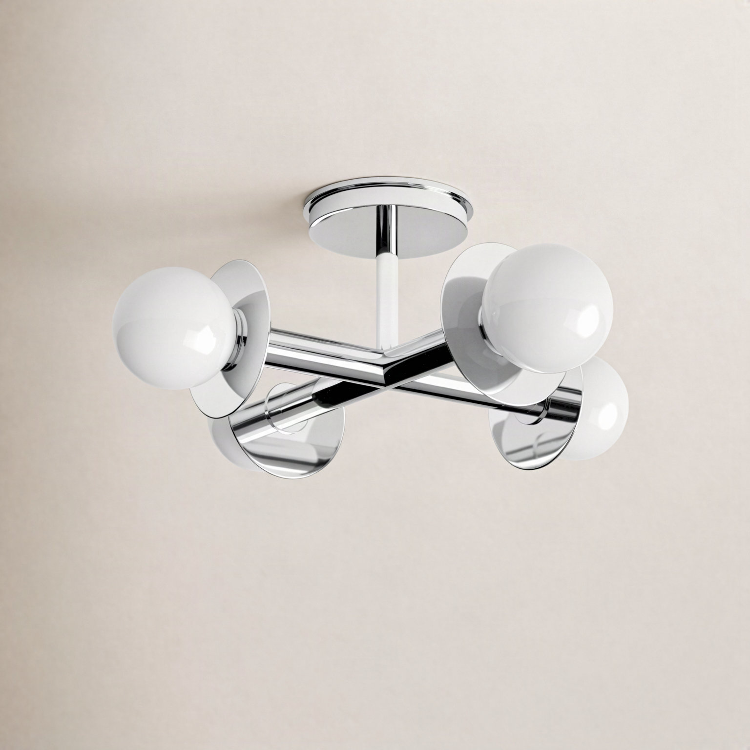 Allegra 4 Light Glass Semi Flush Mount, Polished Nickel