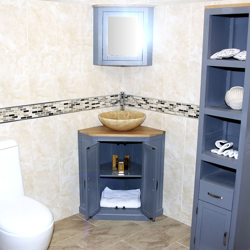 Andrina 550mm Single Bathroom Vanity with Vessel Stone Basin, Golden Onyx, Grey