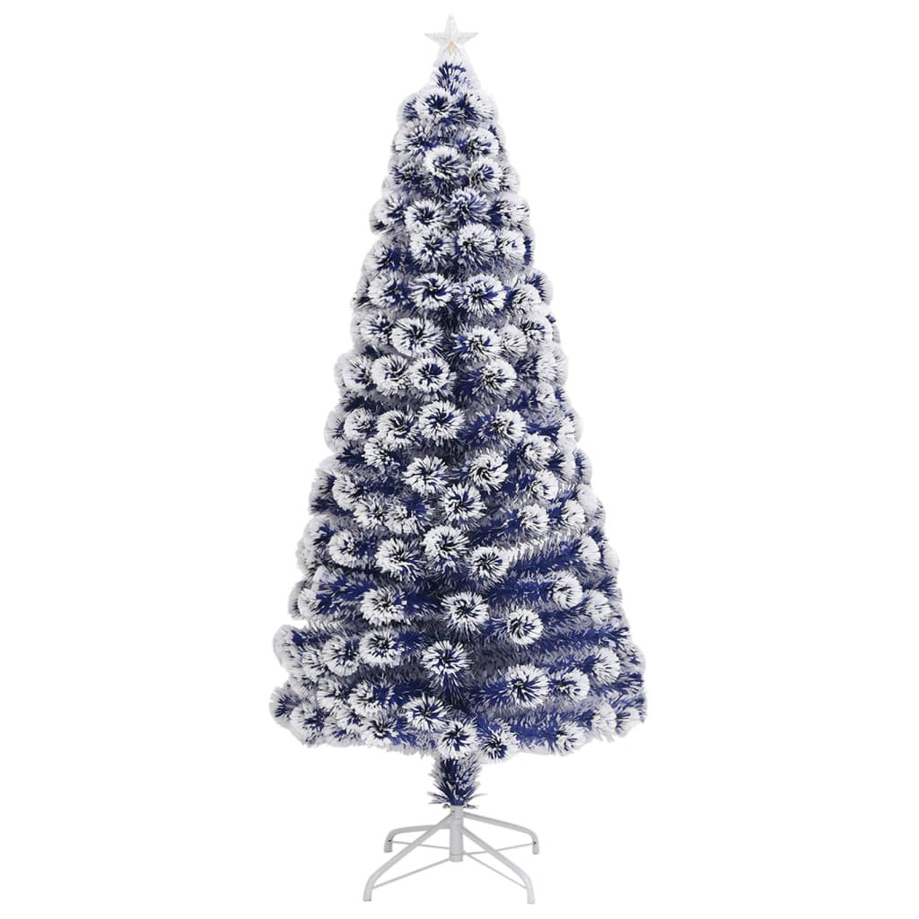 Künstlicher Weihnachtsbaum 64 cm Weiß/Blau mit LED-Leuchten, Kunstschnee und Kugeln