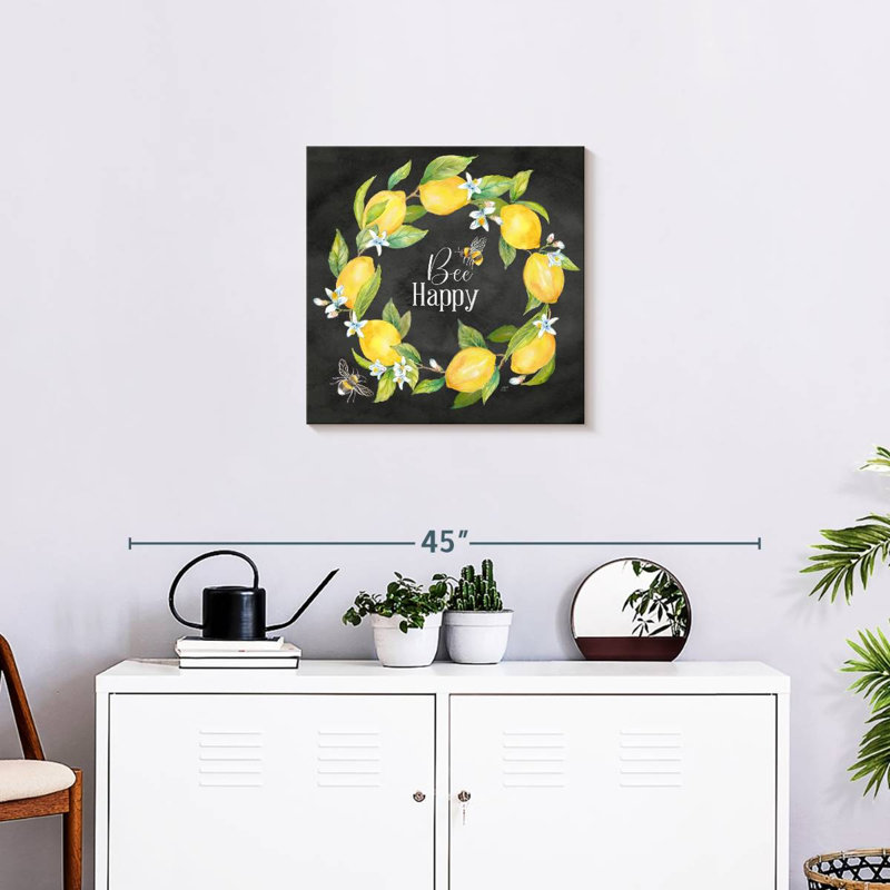 Sentiment Tergel citrons et abeilles noir I, H 20 po x l 20 po