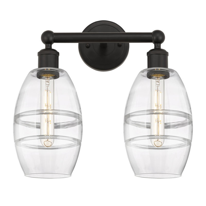 Éclairage pour meuble-lavabo à 2 lumières Kusham, Bronze huilé, Transparent