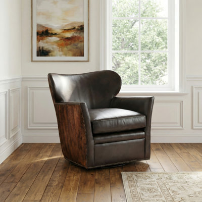 Fauteuil pivotant en cuir Kato