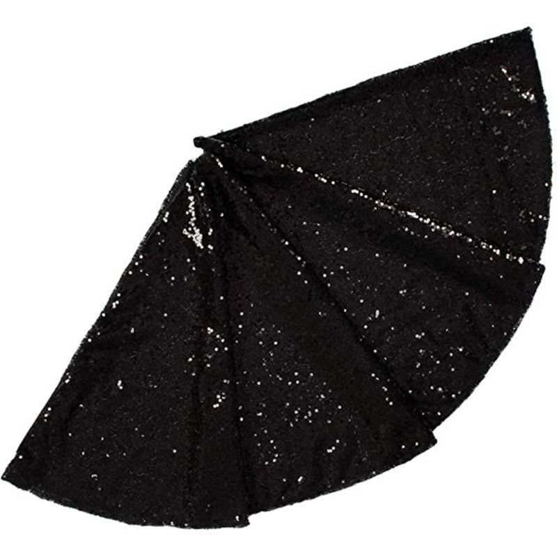 Jupe d'arbre de Noël 35 po Sequin, H 1 po x l 47 po x P 47 po, Noir