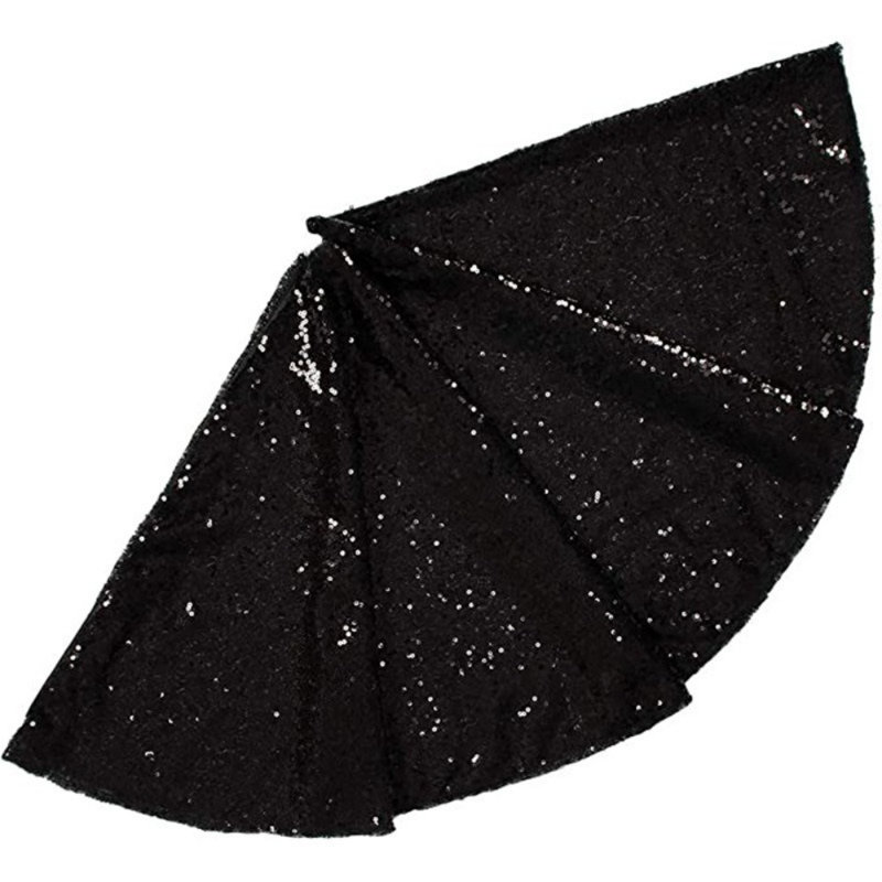 Jupe d'arbre de Noël 35 po Sequin, Noir, H 1 po x l 35 po x P 35 po