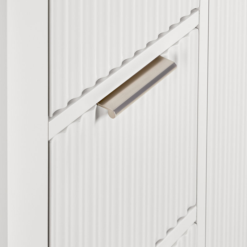 Base de meuble-lavabo décalée droite en bois massif 36 po Haun, Blanc chaud