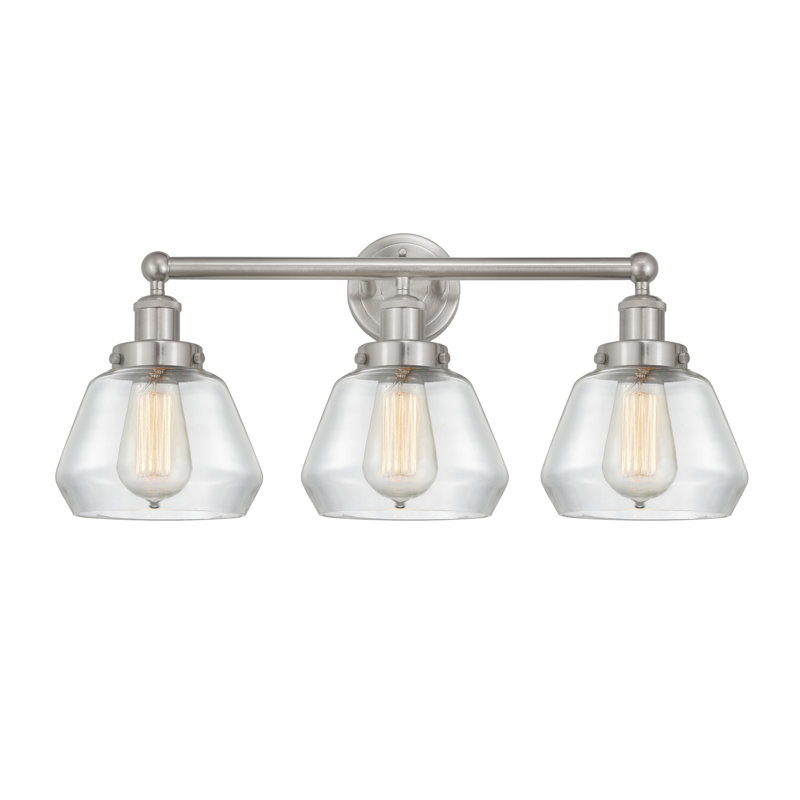 Éclairage de salle de bain à 3 lumières à intensité variable Rivka, Transparent, Nickel satiné brossé