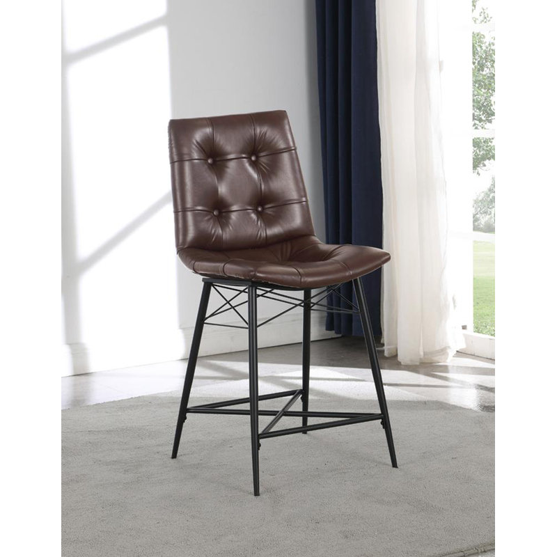 Upholstered Counter Stool, Brown, 34.75" Height