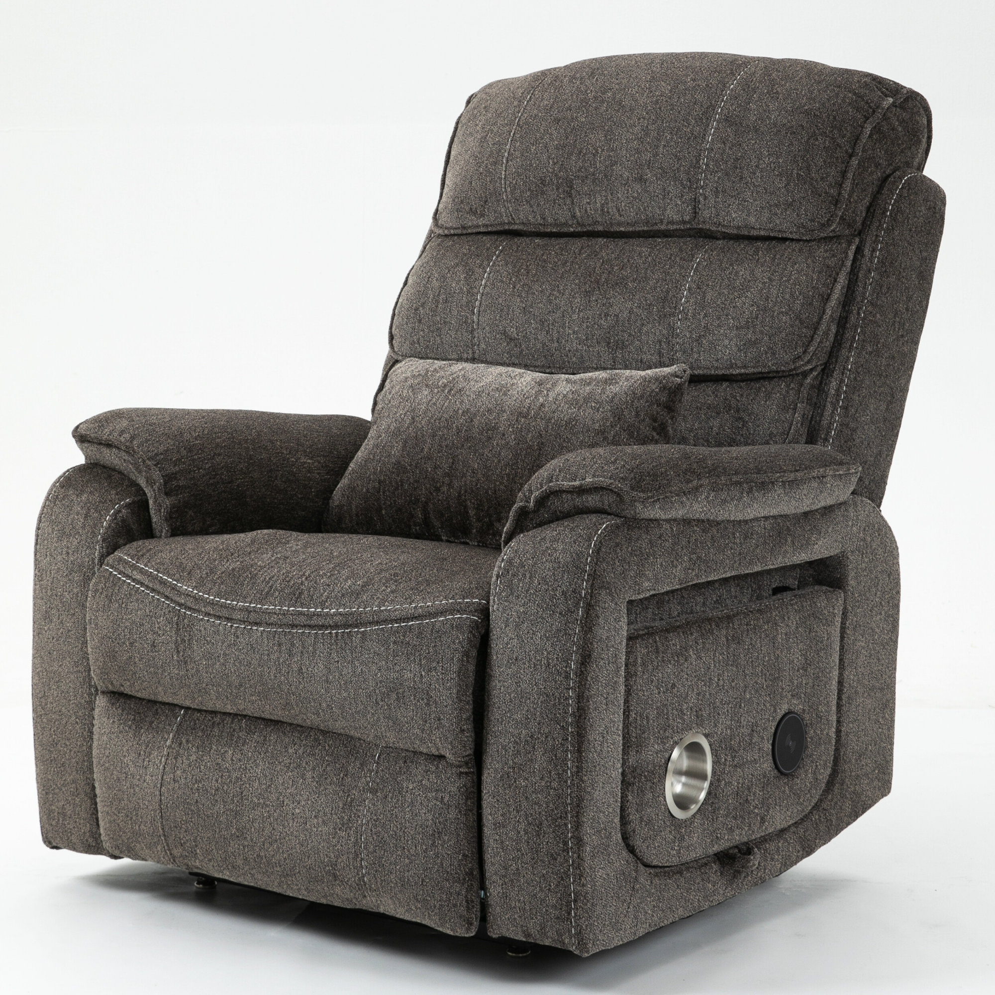 Lajuane Lay Flat Recliner in 74.8 Length, Dual Motor Power Lift Chair with Lumbar Pillow, Wireless Phone Charger & Cup Holder Hokku Designs