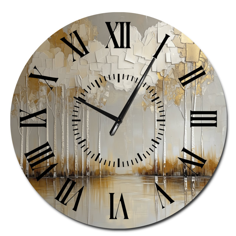 Horloge murale rustique silencieuse en métal Modern Forest Horizon II, Surdimensionné