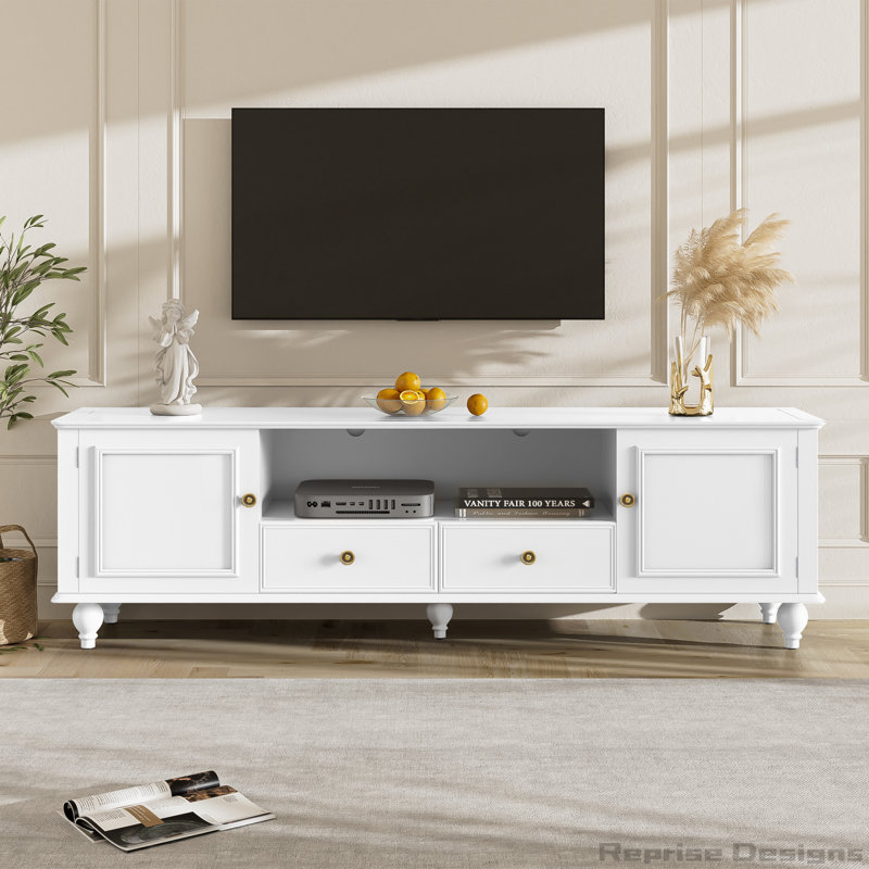 Meuble télé 70,9 po pour téléviseur de 80 po ou moins, Blanc