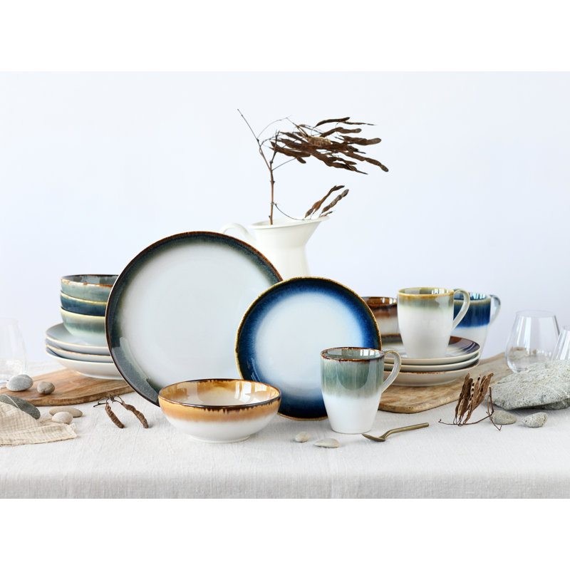 Cascade 16 Piece Bone China Dinnerware Set, Service for 4