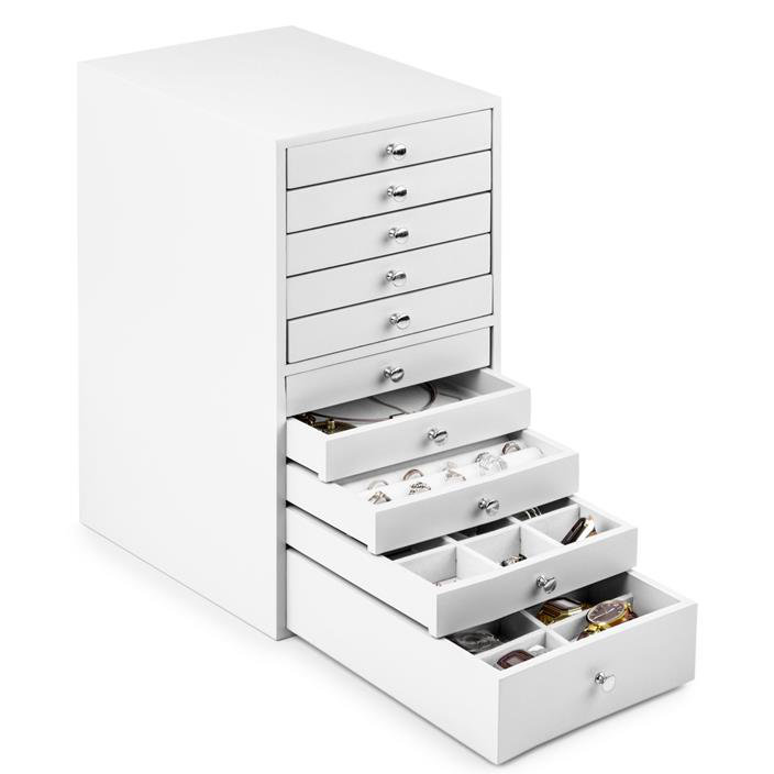 Jewellery Box + Drawers, White