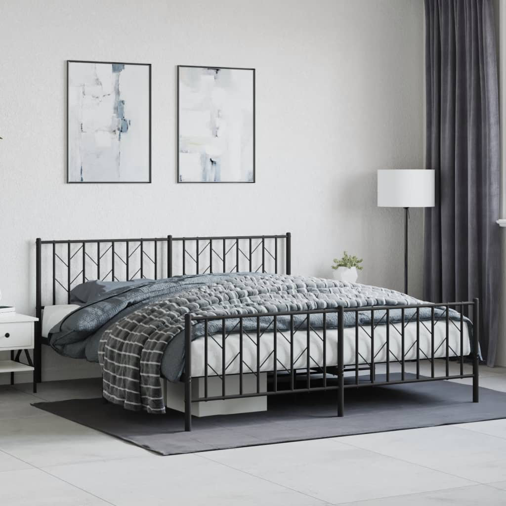 VIDAXL Metal Bed Frame - Black - 187x219 cm - Image 3