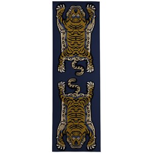 TIBETAN SNOW TIGER NAVY RUNNER Area Rug By Bungalow Rose