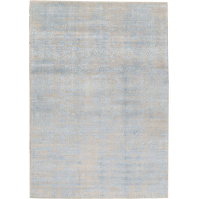 Hand-Knotted High-Quality Gray and Blue Area Rug