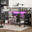 Lit mezzanine en métal avec bureau et USB, lumières DEL-1837288868-1837288865