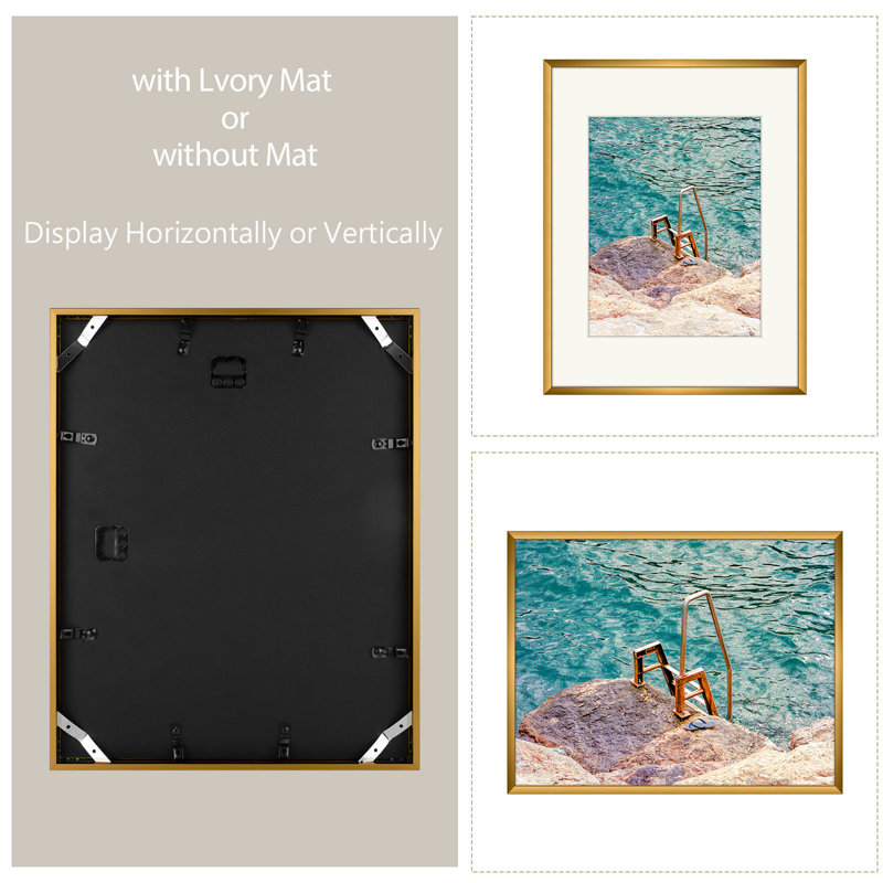 Drennon Metal Picture Frame, Aluminum Photo Frame, 11" x 14" Matted to 8" x 10", Bronze