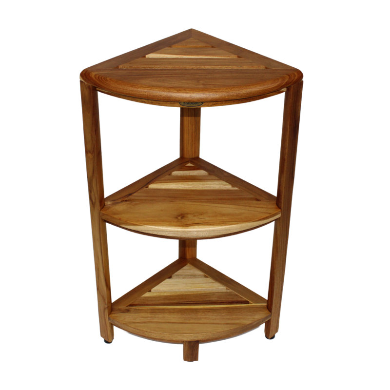 EcoDecors, étagère de douche en bois de teck imperméable pour la douche intérieure offre rangement, étagère de douche en teck et rangement pour accessoires de salle de bain
