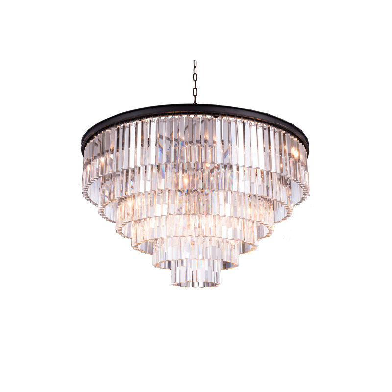 Yazmin 10 - Light Tiered Chandelier, Crystal (Clear), Mocha Brown