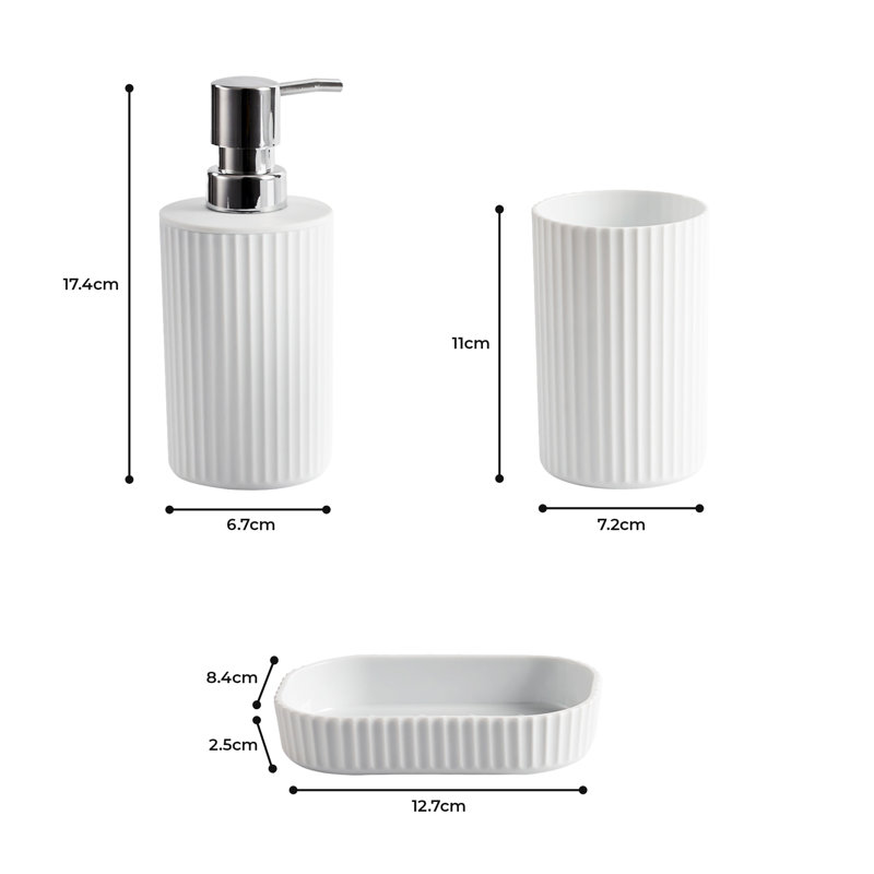 Carletha Bathroom Accessory Set, White