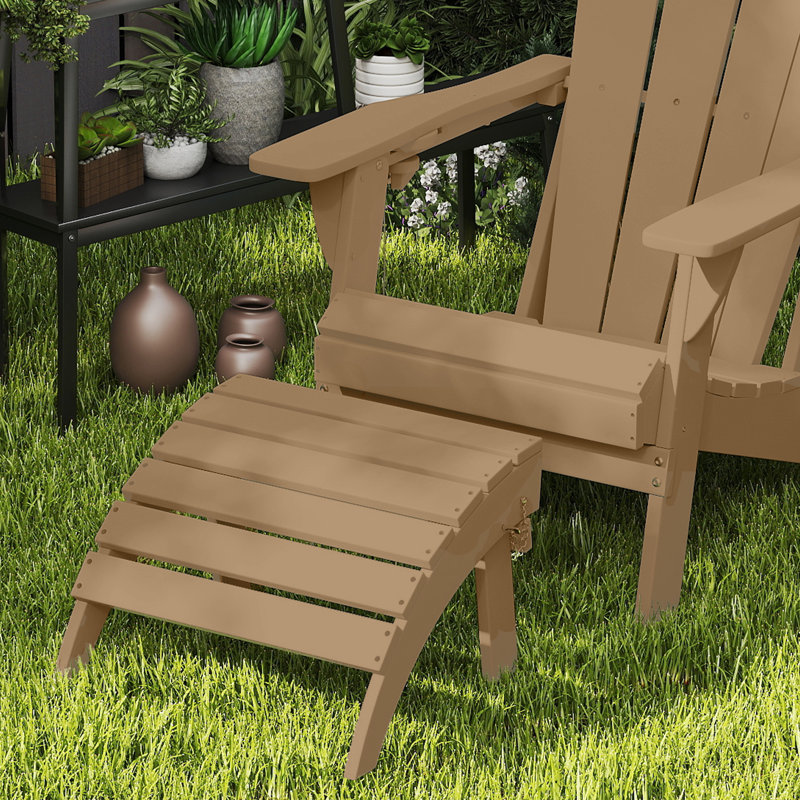 Repose-pieds pliable en plastique PEHD Adirondack, Brun