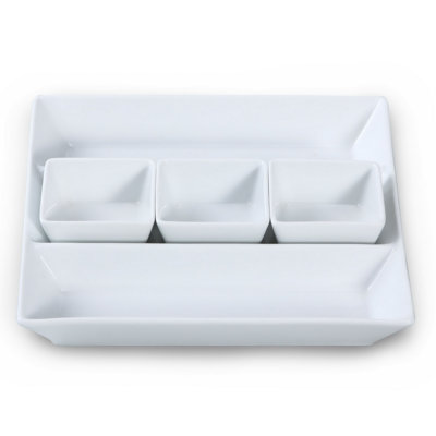 4pc chip and dip tray set