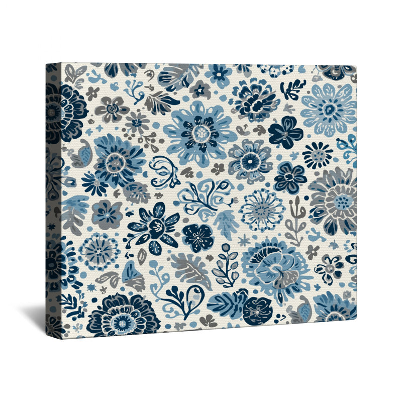 Toile tendue à motif floral bleu en plusieurs tailles, 20 x 24 pouces