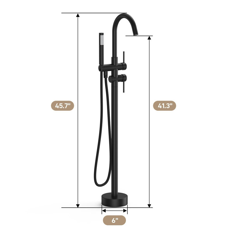 Robinet de baignoire autoportant, Noir mat