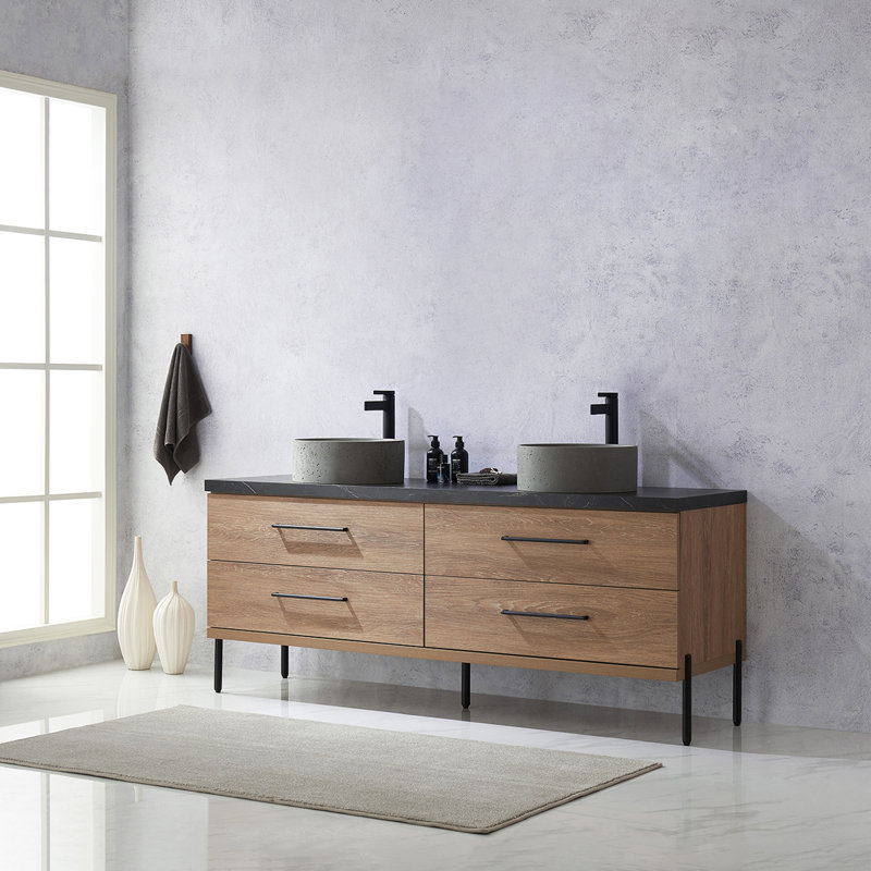 Northup 72'' Double Bathroom Vanity with Stone Top