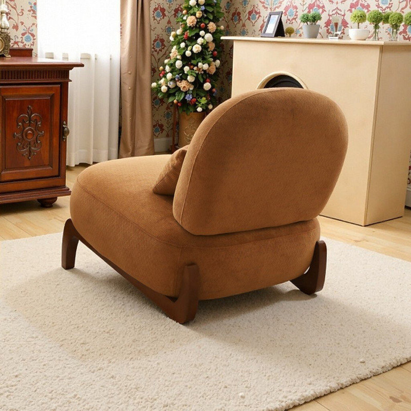 Fauteuil d'appoint en velours massif, Caramel