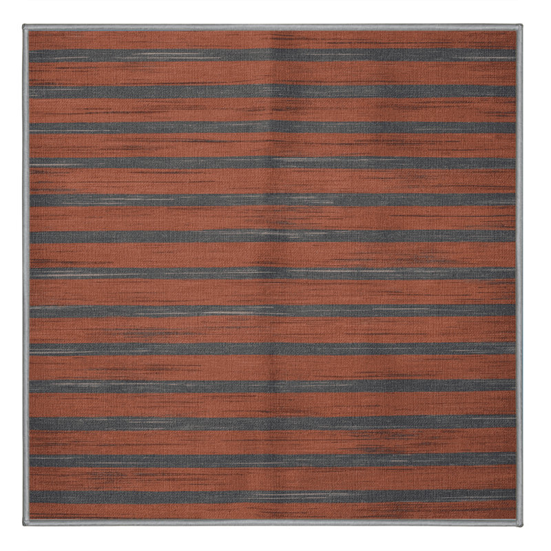Tapis brun à rayures horizontales lavable à la machine, Carré 3 pi