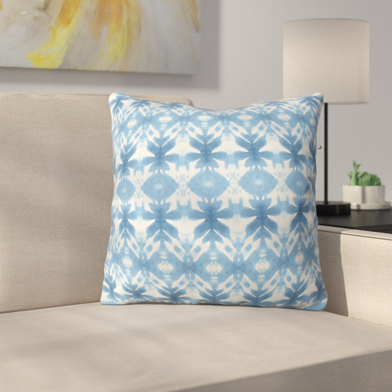 Coussin Wagner Campelo Shibori Tribal, 18 po x 18 po, Bleu clair