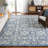 Salerna Micro-Loop Hand Tufted Wool/Cotton Damask Rug in Blue/Ivory-26609284