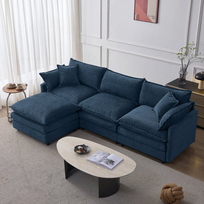 105-Inch Modular Sectional Sofa With Chenille Upholstery, L-Shape Design Including Ottoman For Ultimate Comfort And Flexible Layouts.