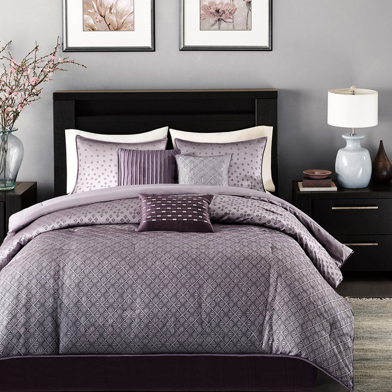 Édredon mauve mauve et paillettes brossées