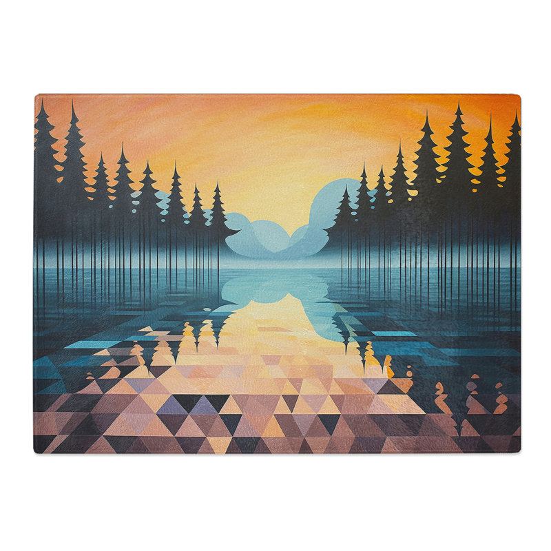 Lake Geometric No.3  Glass Chopping Board