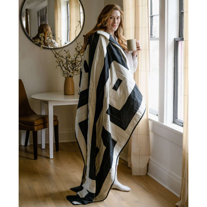 Interlock Quilted Throw Blanket, Charcoal