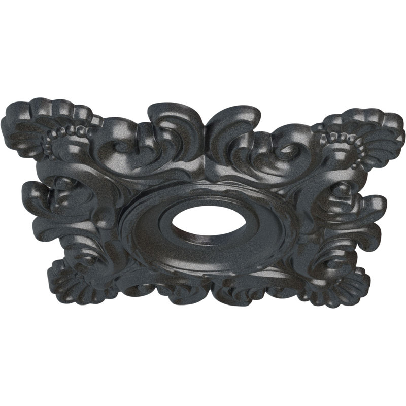Médaillon de plafond Endurathane Nottingham, DO 18 po x P 3 1/2 po x P 1 1/2 po (convient aux auvents jusqu'à 4 5/8 po), fini noir de jais peint à la main