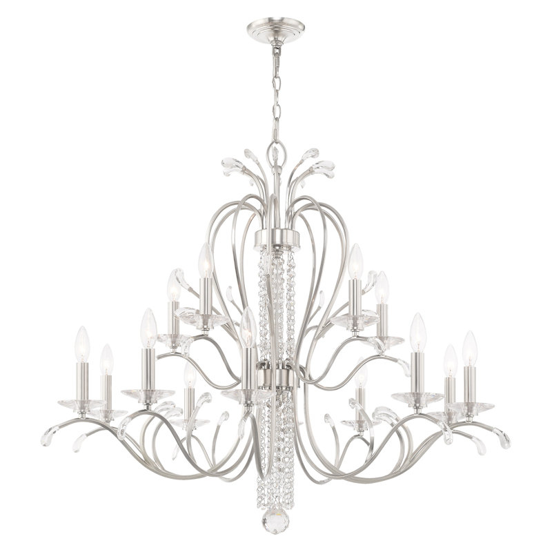 Almirah 15 - Light Dimmable Tiered Chandelier, Brushed Nickel