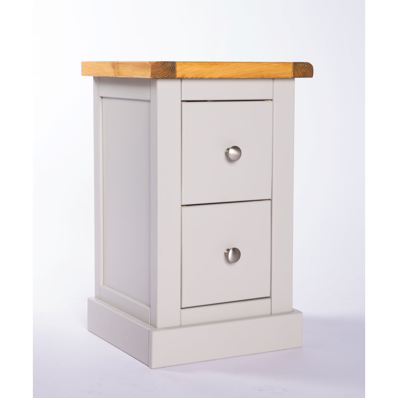 35 cm W Bedside Table, Light Grey, Chrome Knob