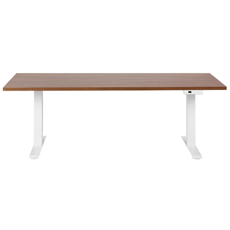 Luff Adjustable Metal Base Standing Desk, White, Brown, 128cm H x 180cm W x 80cm D