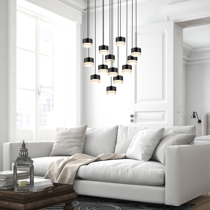 Luminaire suspendu tambour 13 lumières Barnsdall, Noir mat