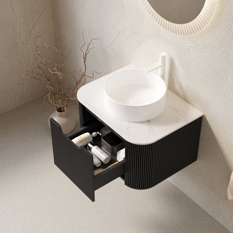 Meuble-lavabo de salle de bain de style contemporain, Black, 24"