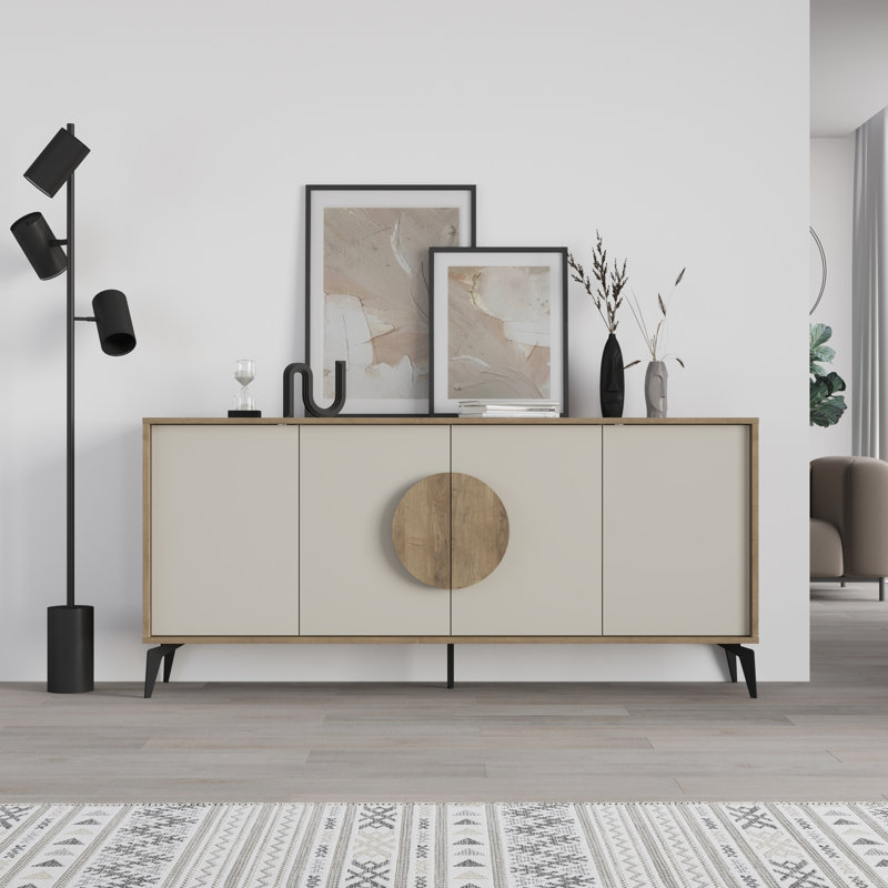 Chani Modern Wide Sideboard Display Unit 180cm, Brown/Sandstone